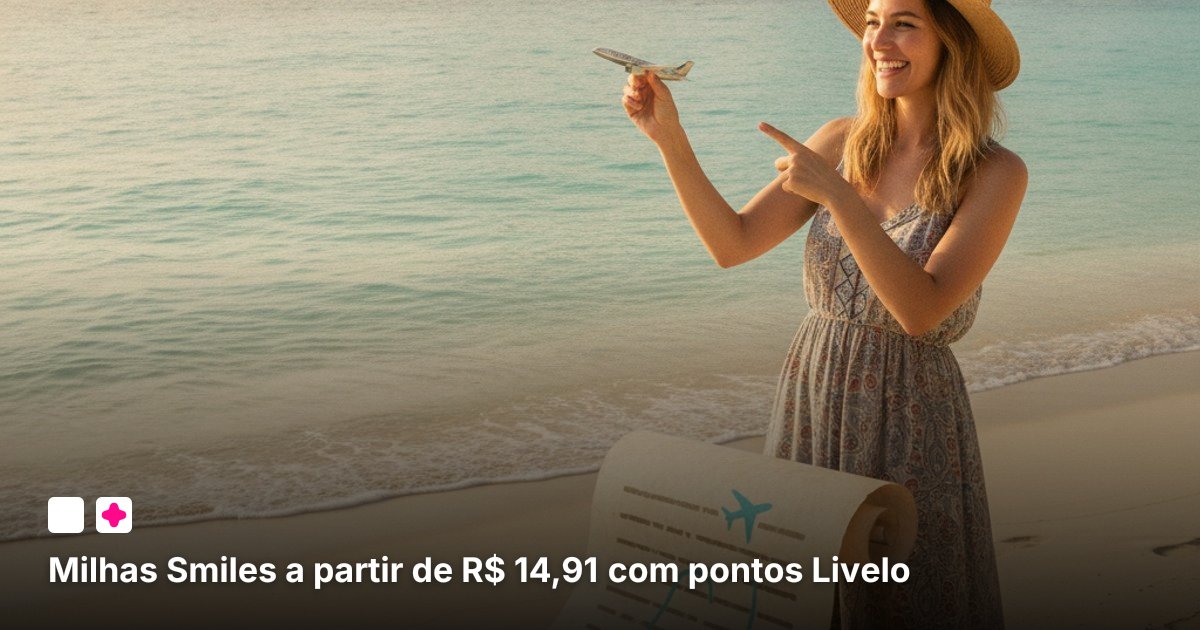 Milhas Smiles a partir de R$ 14,91 com pontos Livelo