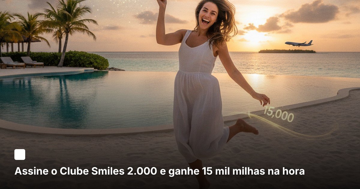 Assine o Clube Smiles 2.000 e ganhe 15 mil milhas na hora