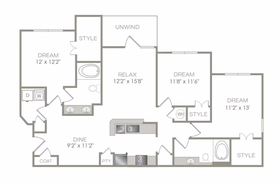 3 Bed, 2 Bath Phase 2 layout