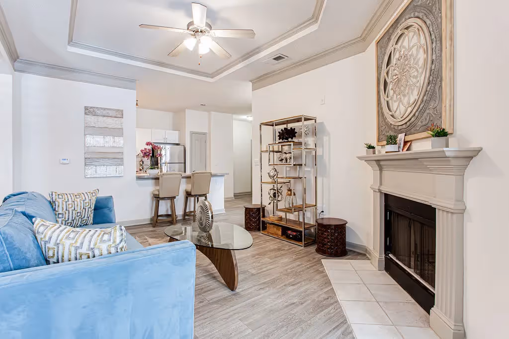 Living room with fireplace