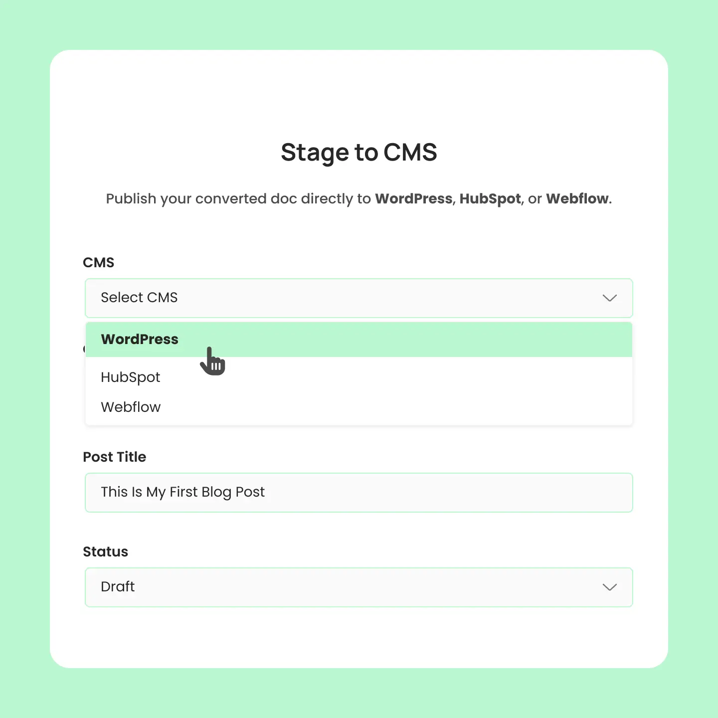 Stage Google Docs to WordPress