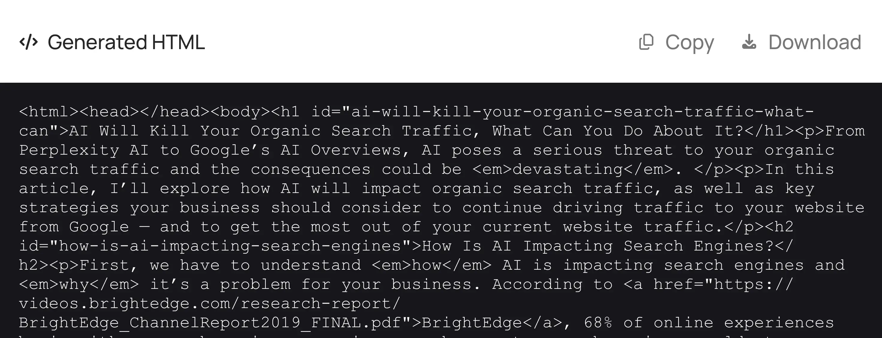 Smart document conversion to html