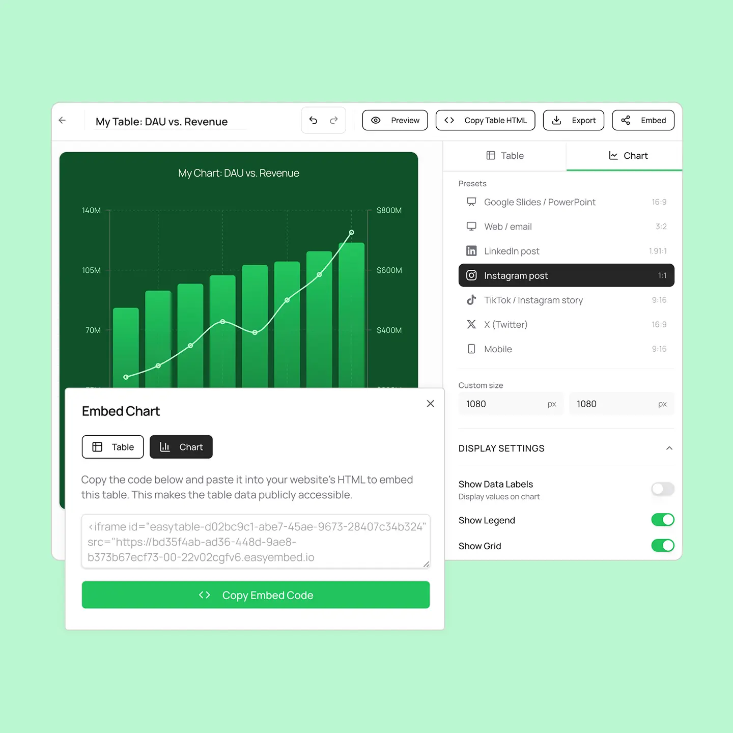 EasyTABLE Table & Chart Maker