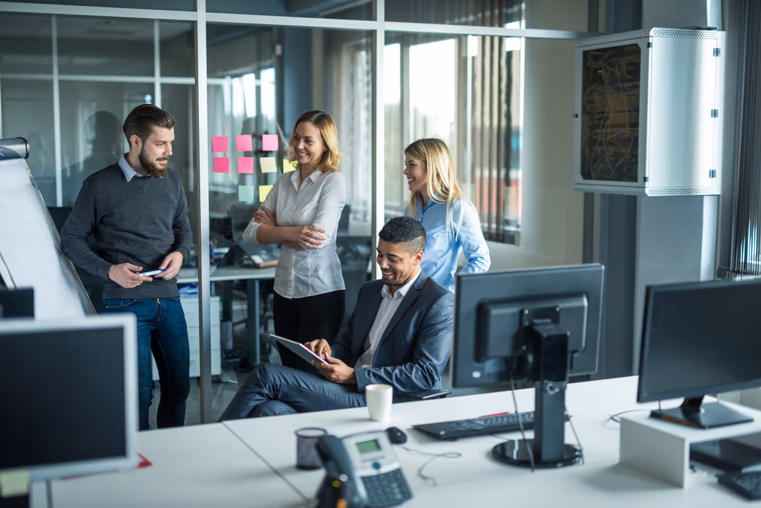 GBM Securities London office overlooking the financial district skyline at dusk