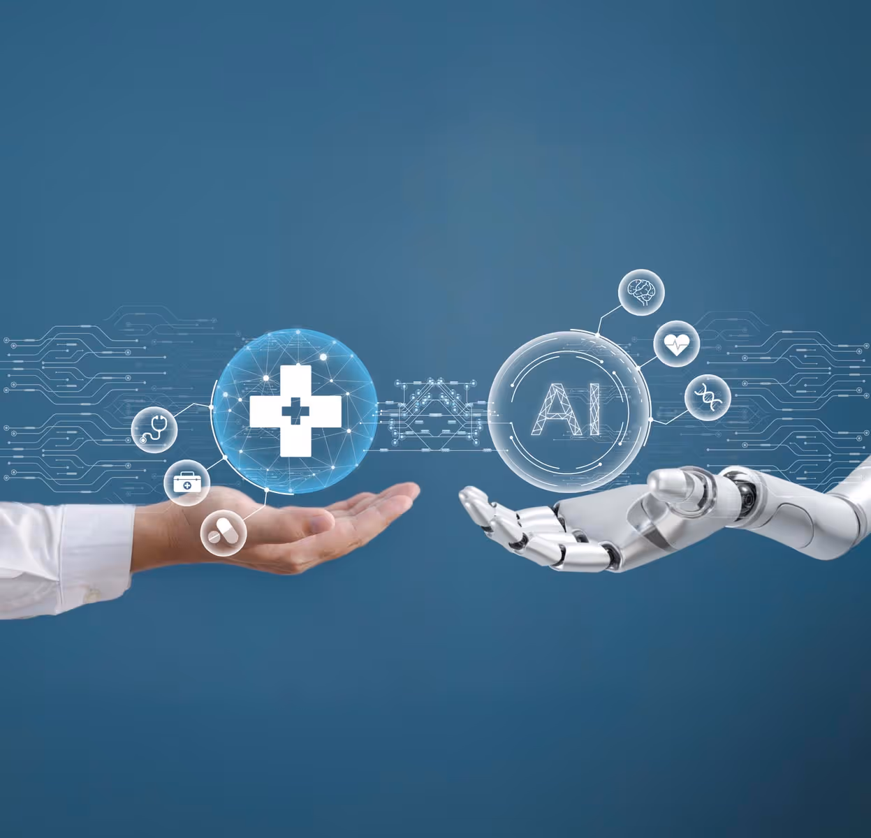 AI and human collaboration graphic representing Jopari AttachInsights®’ use of natural language processing to streamline medical record review