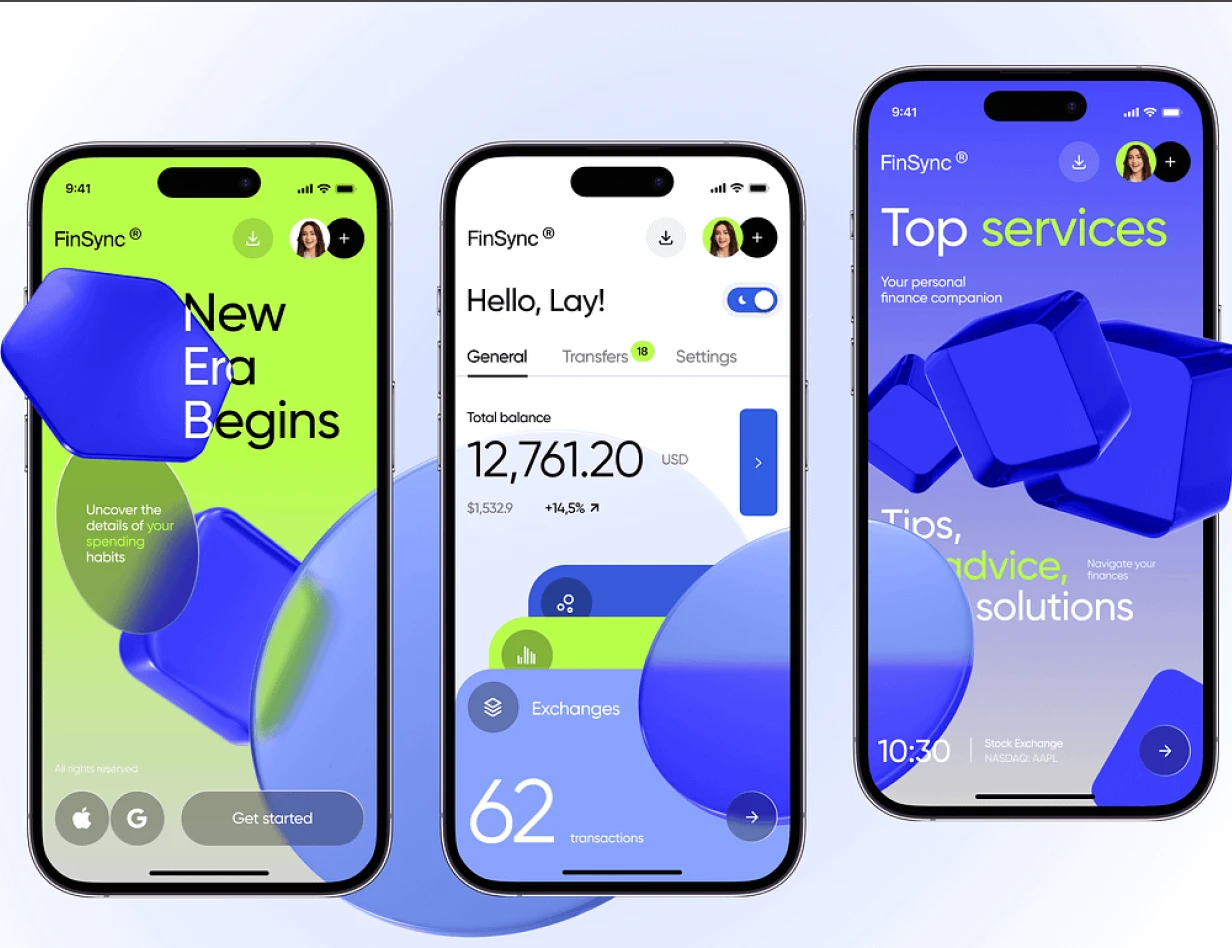 Colorful bank application concept.