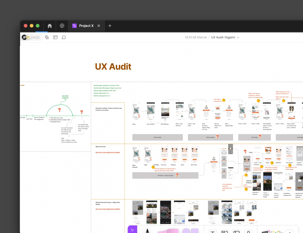 Screenshot from MacBook shows UX audit in Figma.