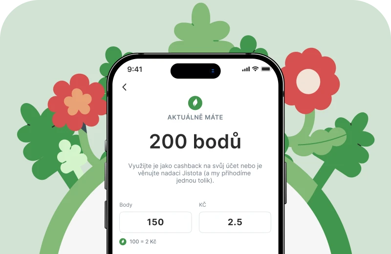 Mobile screen displaying a banking app with flowers in the background