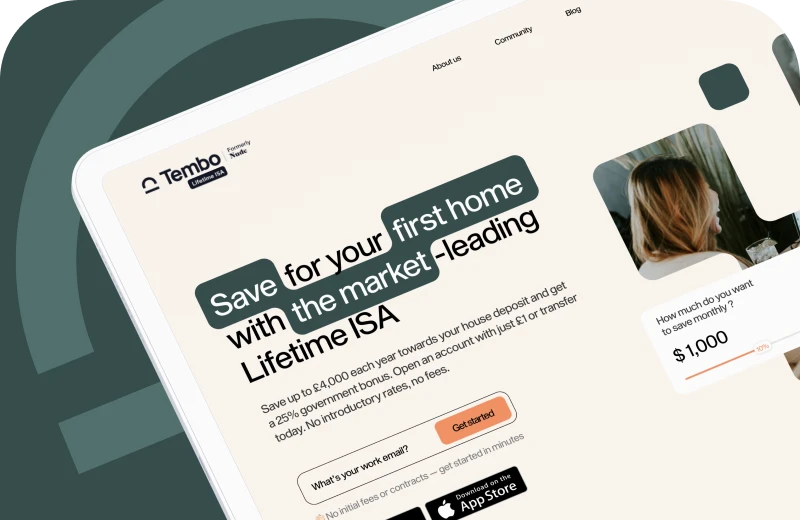 Fintech website concept on a laptop screen