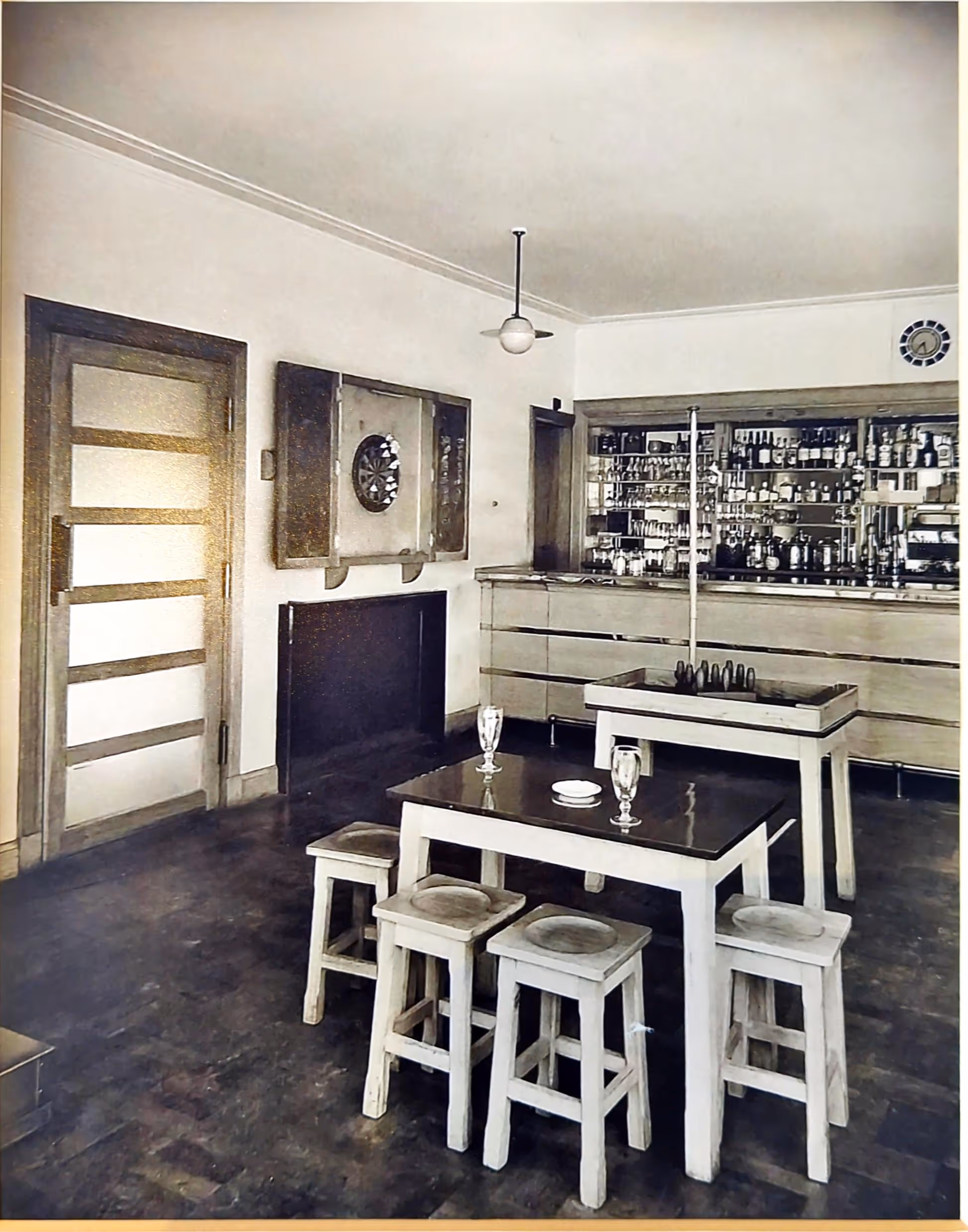 An old photo of The Vale's bar room.