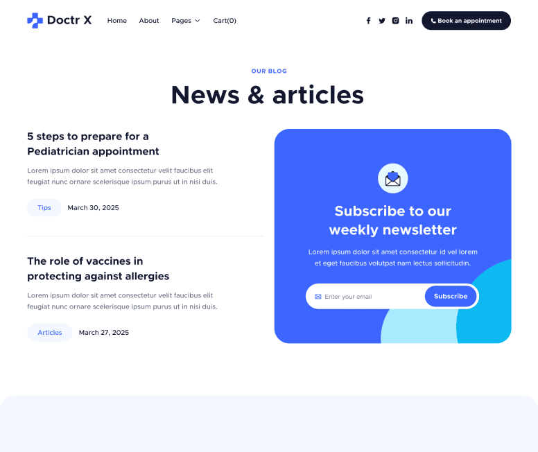 Doctr X - Blog V2 Main Page - Healthcare Webflow Template