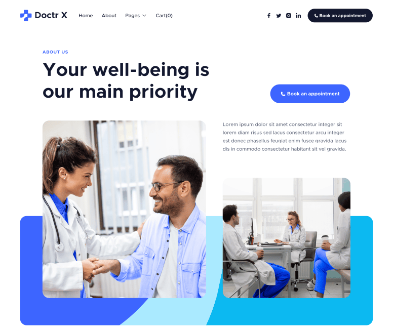 Doctr X - About Main Page - Healthcare Webflow Template
