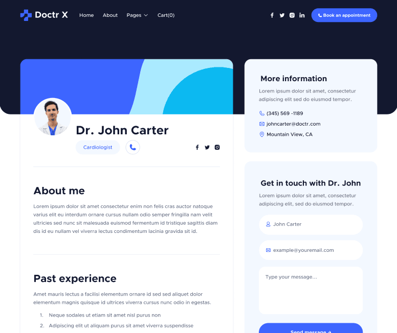 Doctr X - Doctor Single Main Page - Healthcare Webflow Template