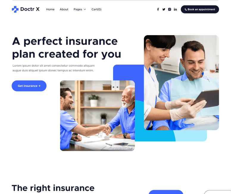 Doctr X - Insurance Main Page - Healthcare Webflow Template