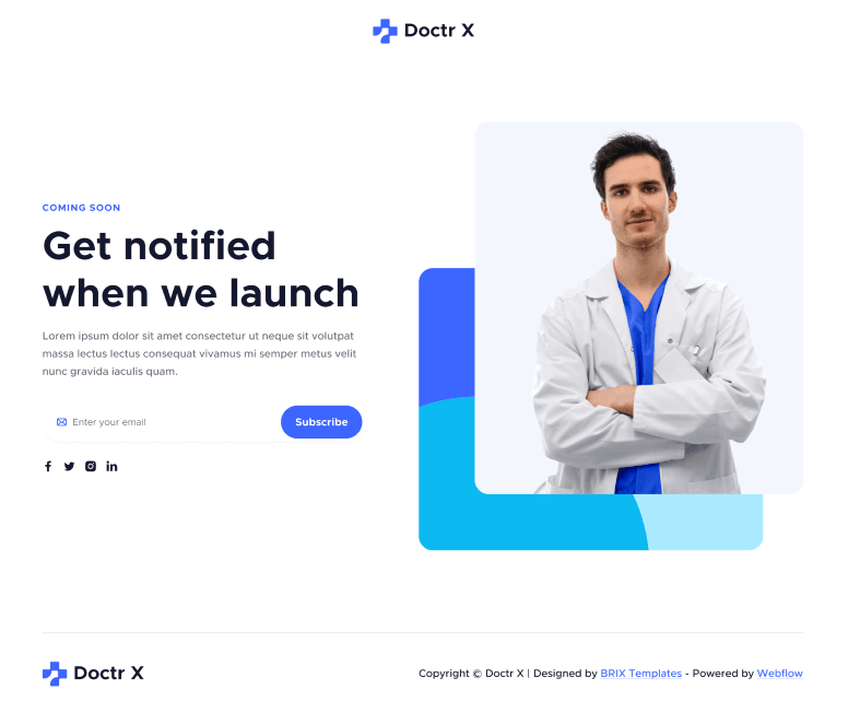 Doctr X - Coming Soon Utility Page - Healthcare Webflow Template