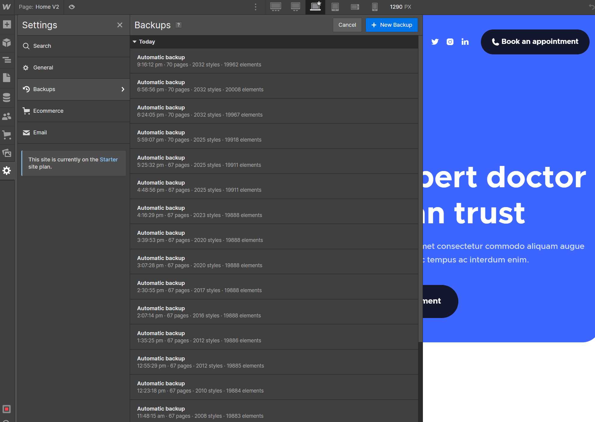 Start Here Backups - Doctr X Webflow Template