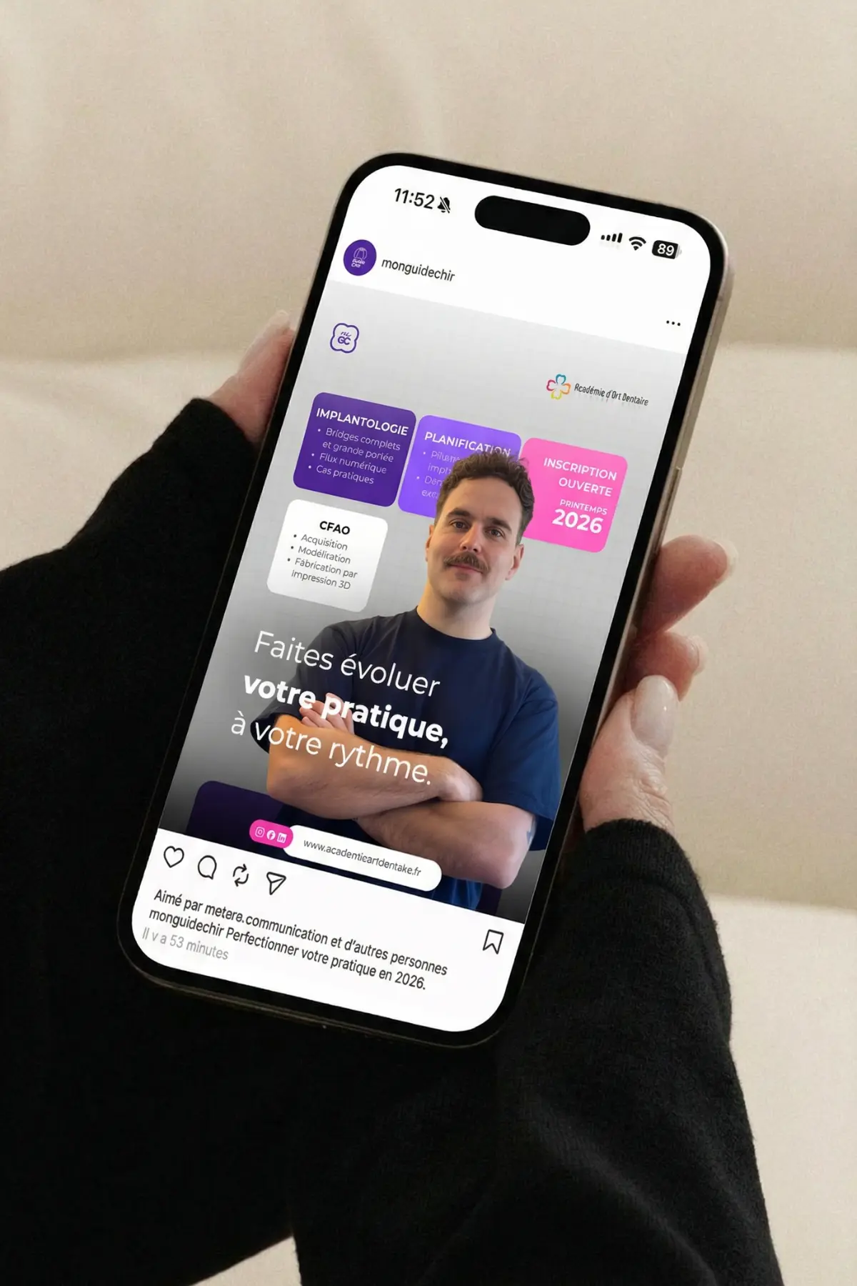 Visuel Instagram pour formation continue à destinations des prothésistes dentaires
