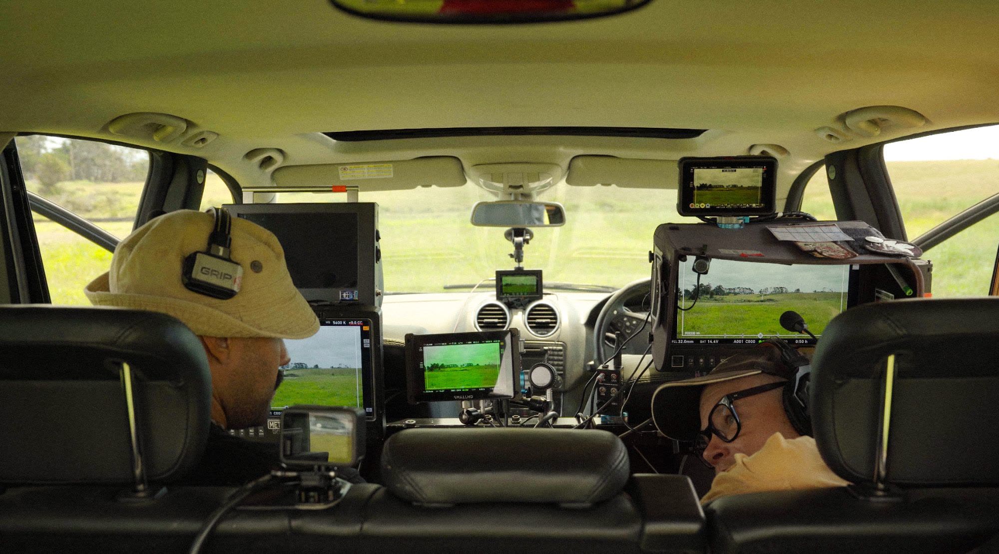 Refined crew running monitors from the camera car on a Vertex Lubricants shoot