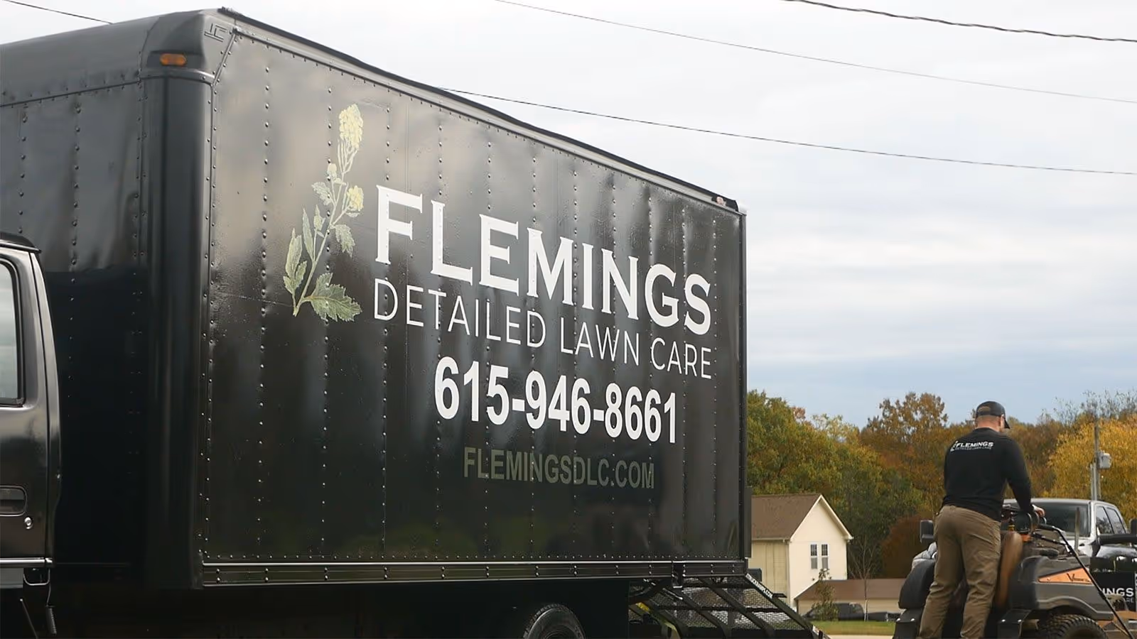 Lawn care company truck parked at residential property in Dickson County TN