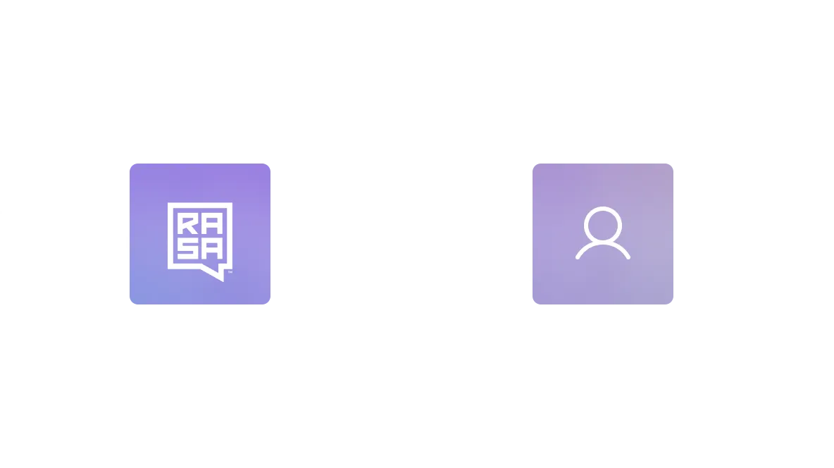 White audio waveform with two purple squares in the center, one featuring the text 'RASA' and the other a user icon.