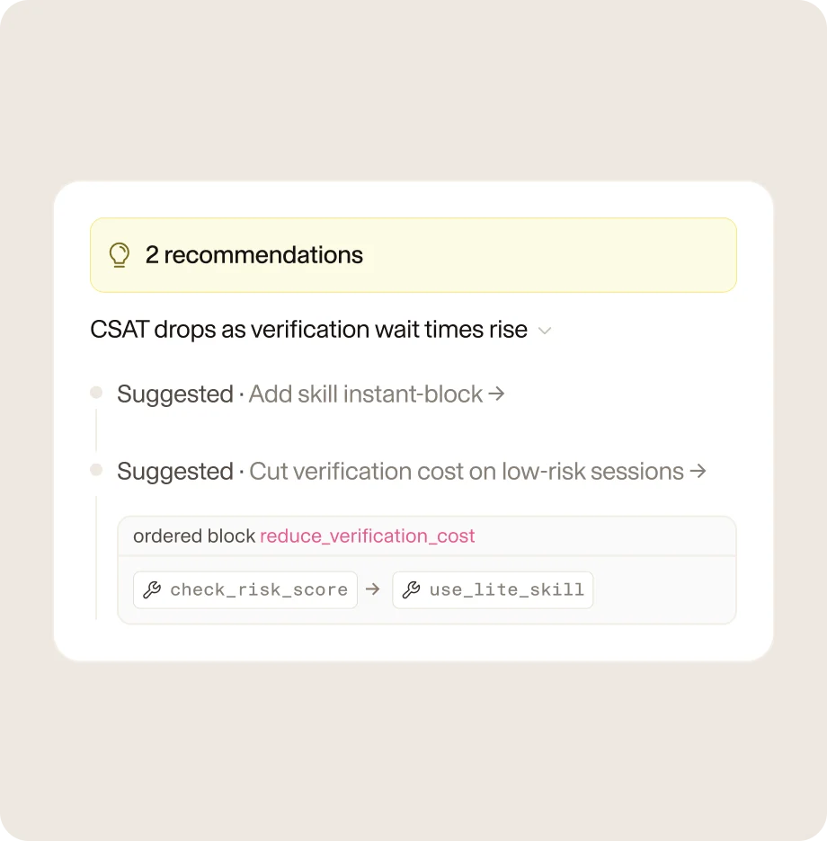 Two recommendations: CSAT drops as verification wait times rise, with suggested fixes