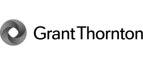 Logo Grant Thornton s abstraktním symbolem ve tvaru spirály.
