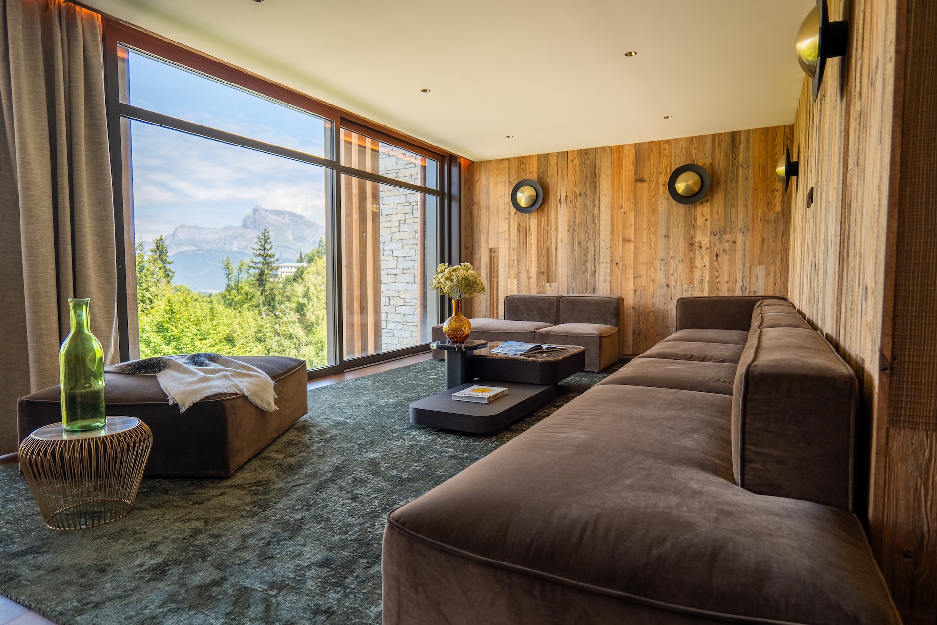Penthouse Alpin, salon châlet de l'observatoire hôtel l'arboisie Megève