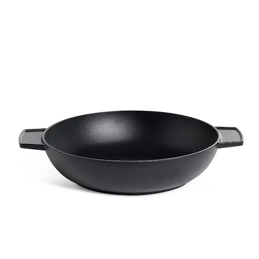 28cm Cast Iron Wok - Black