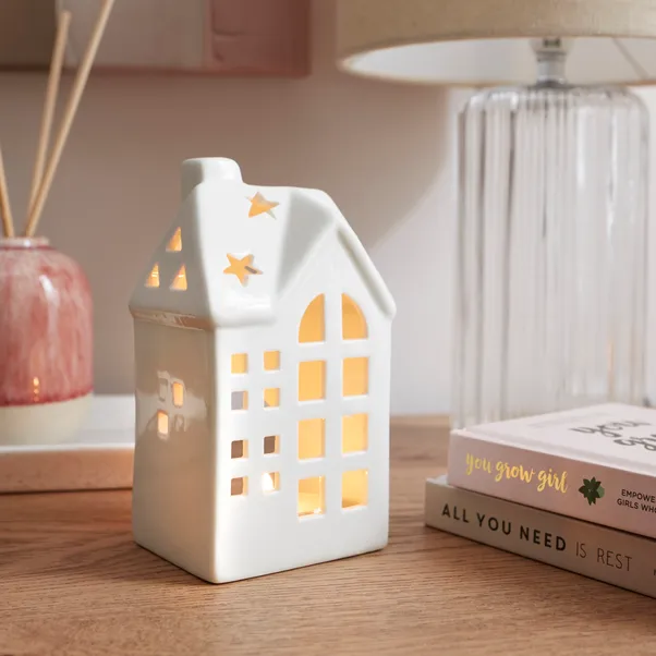 Townhouse Shaped Ceramic Tealight Holder