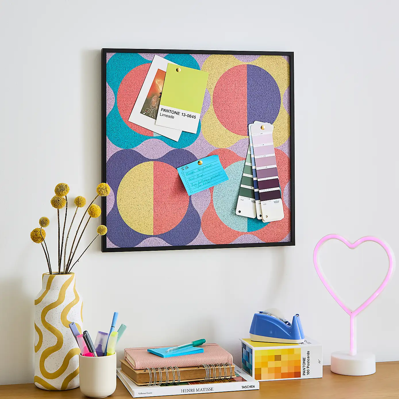 Multicoloured Printed Pin Board