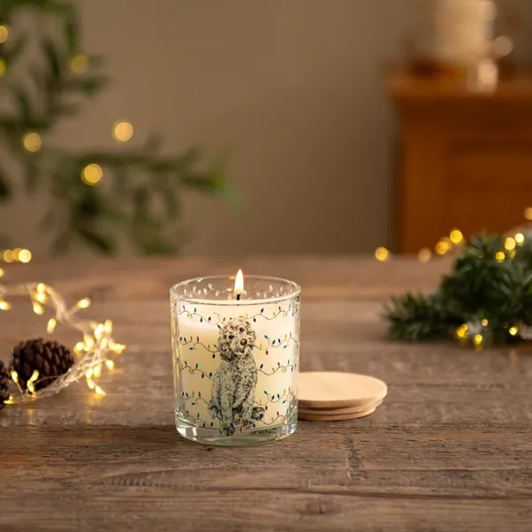 Christmas Cockapoo Linen Candle