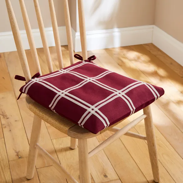 Set of 2 Woven Check Seat Pad Covers