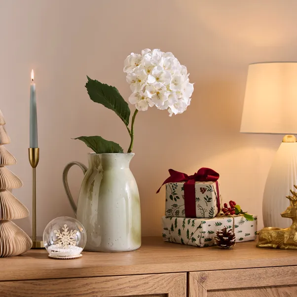 Artificial Brushed Metallic Gold Cream Hydrangea Stem