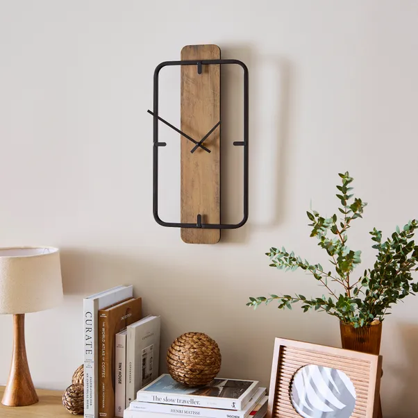 Fulton Modern Rectangle Skeleton Wall Clock