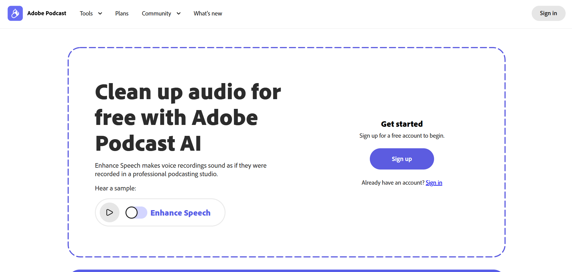 Adobe Podcast Enhance Speech