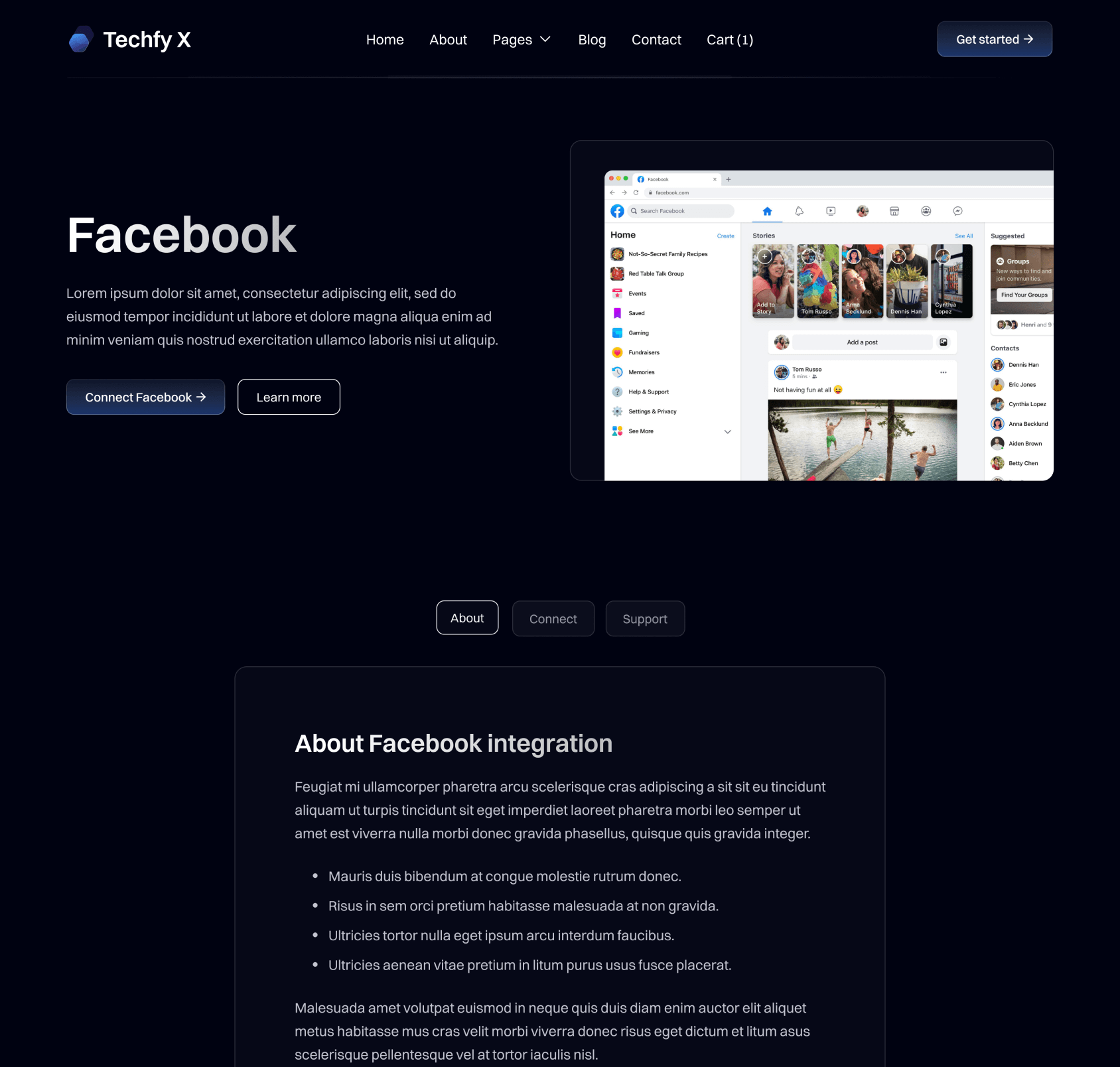 Techfy X - Integration Single Top Page - Dark Mode Startup Webflow Template