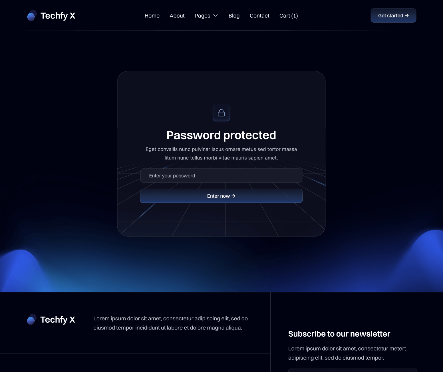 Techfy X Password Protected Utility Page - Dark Mode Startup Webflow Template