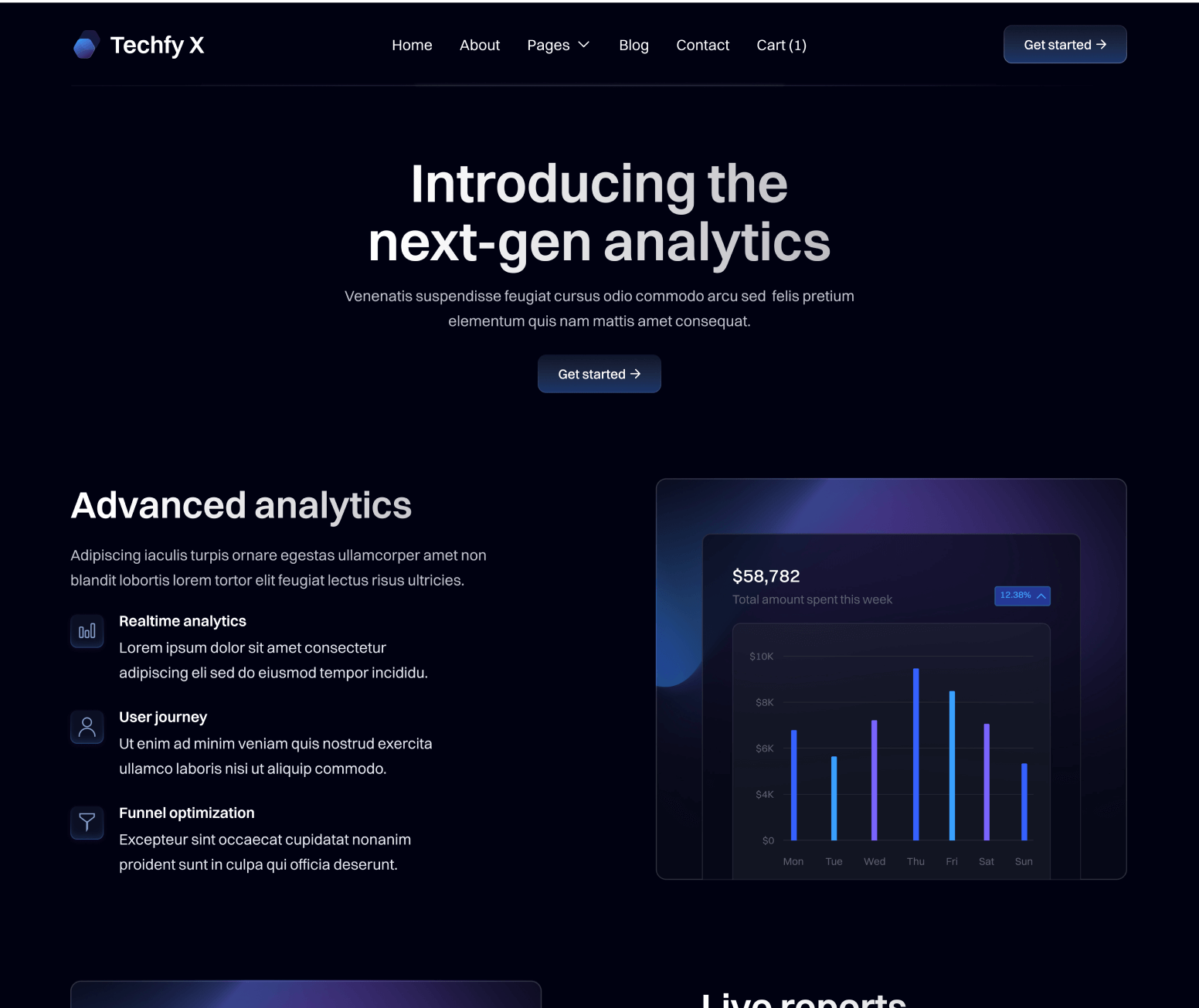 Techfy X - Features Main Page - Dark Mode Startup Webflow Template