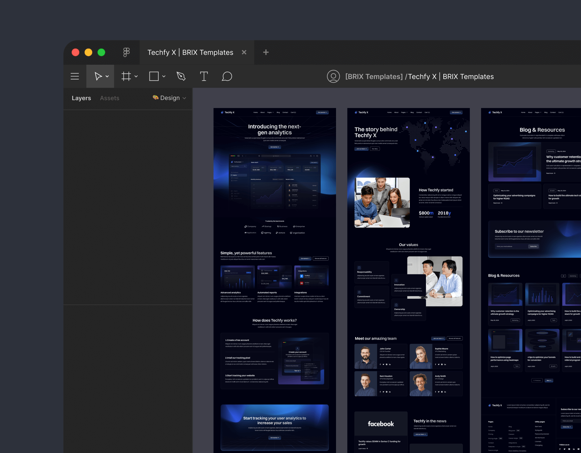 Techfy X - Figma File Included - Dark Mode Startup Webflow Template