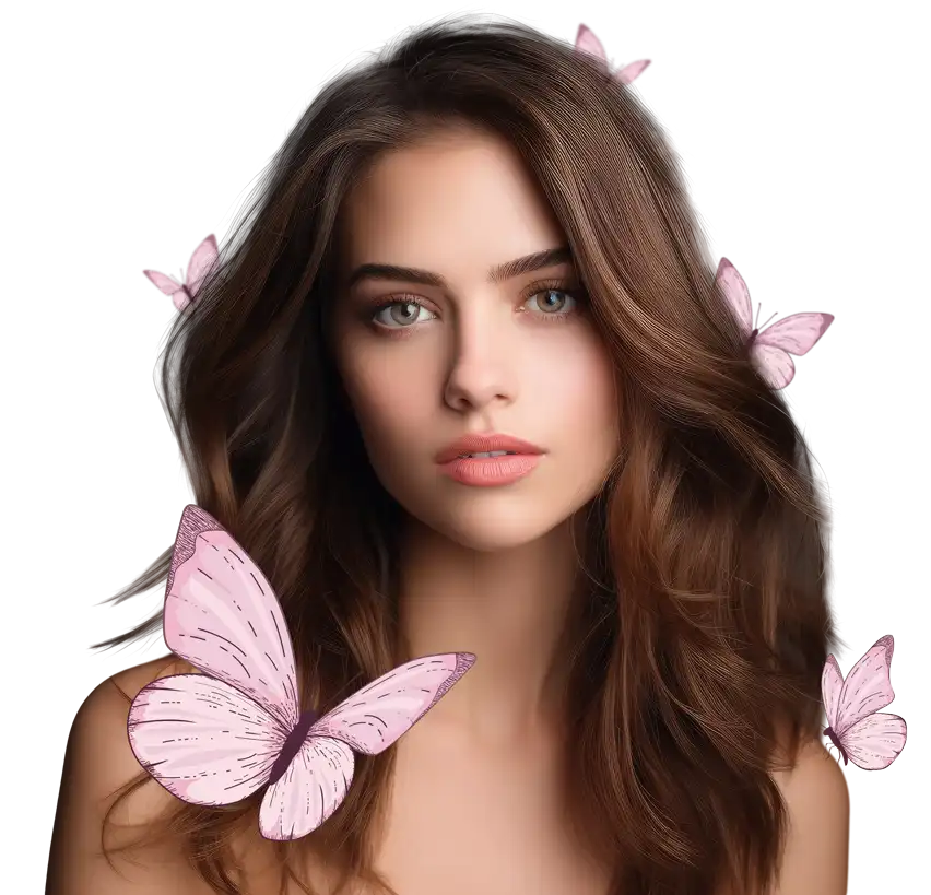 Beautiful woman surrounded with butterfly's.
