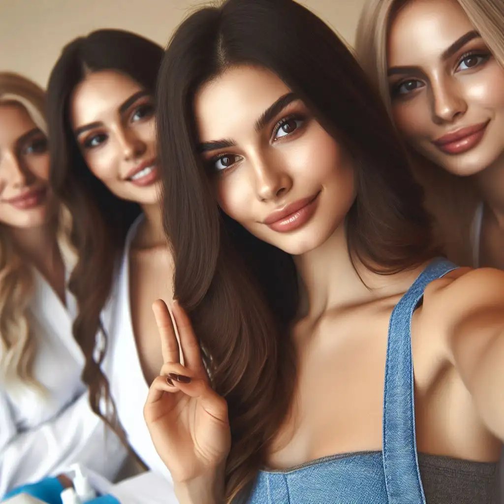 Group of beautiful woman taking a selfie.