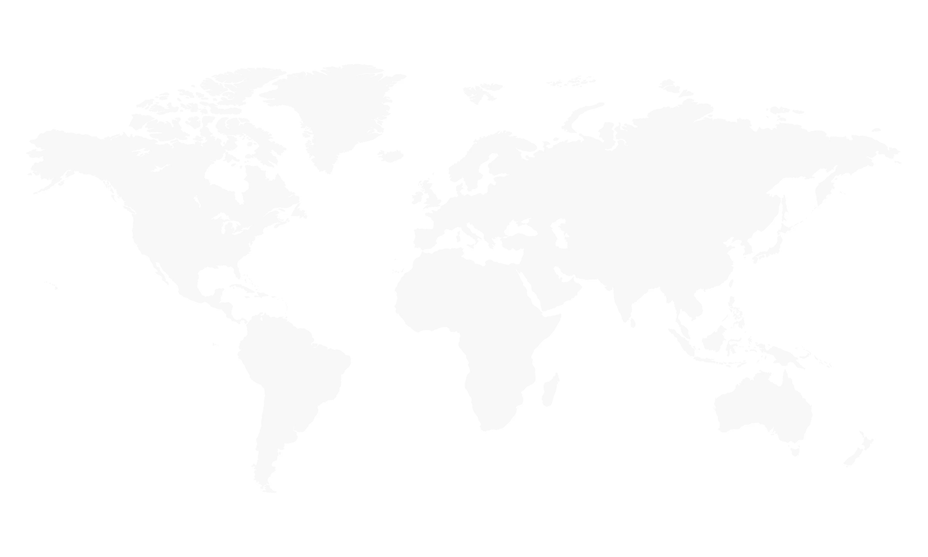A gray world map on a white background.