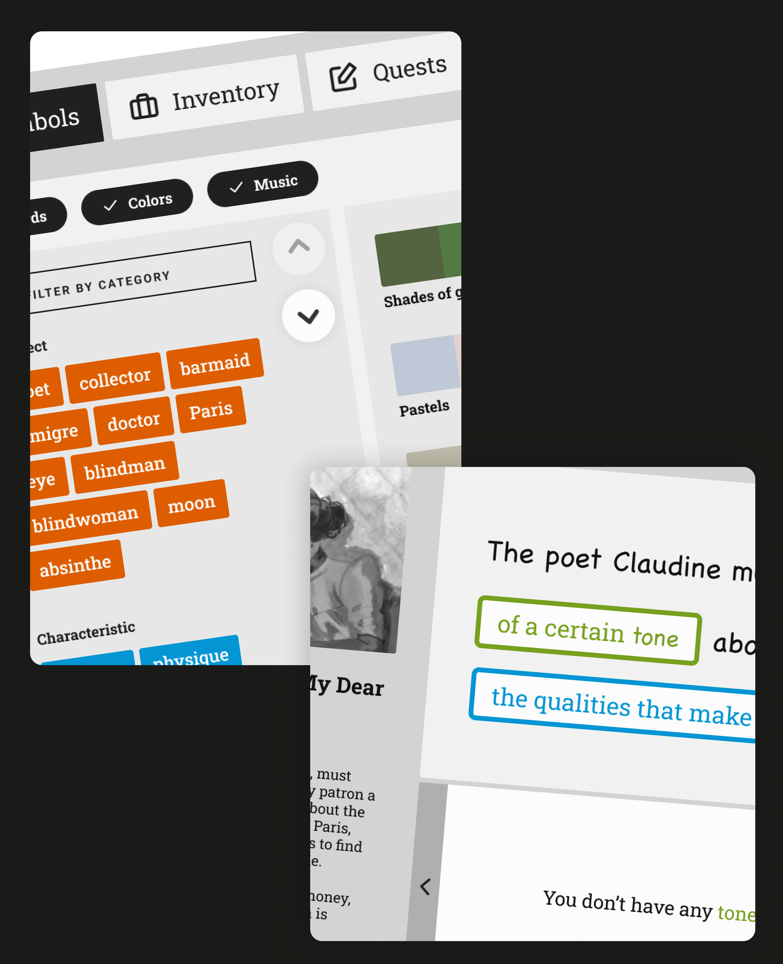 Two rough wireframes from the early stages of a project