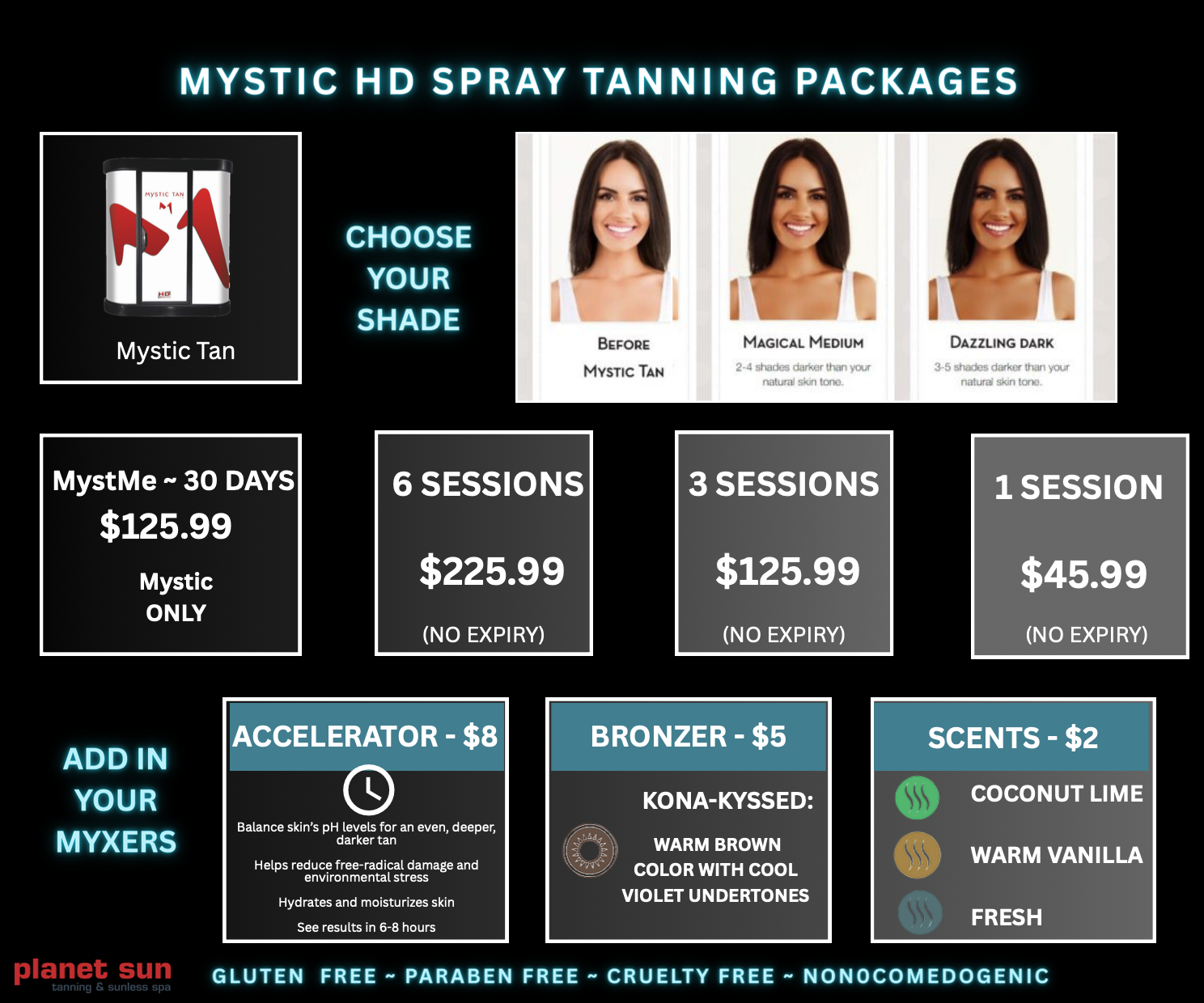 Spray tan price list