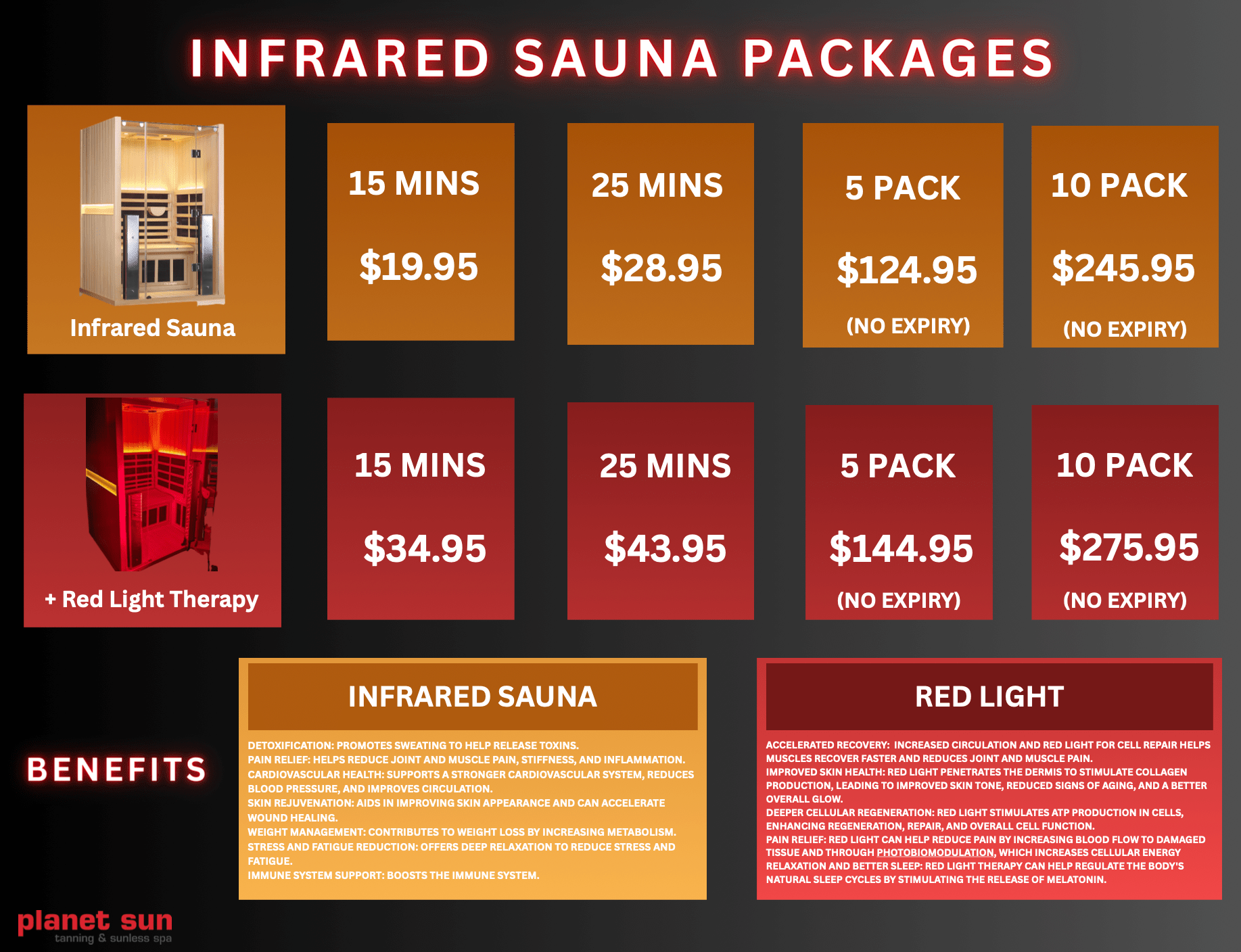 Infrared Sauna Price List