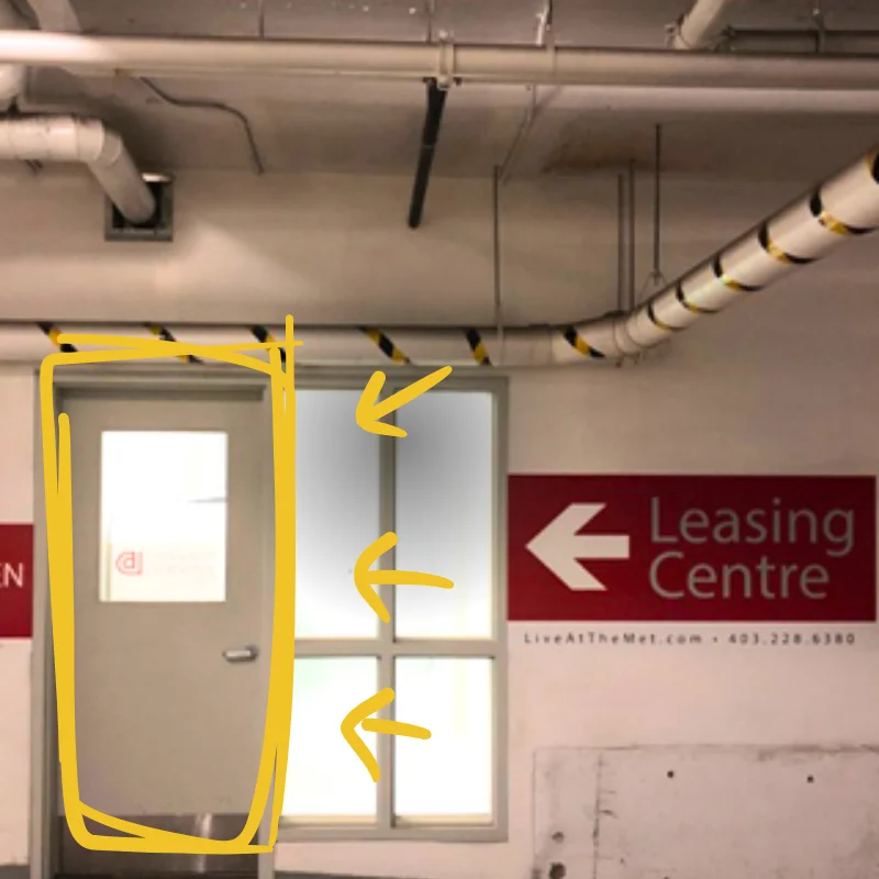 Door to exit parkade to elevator