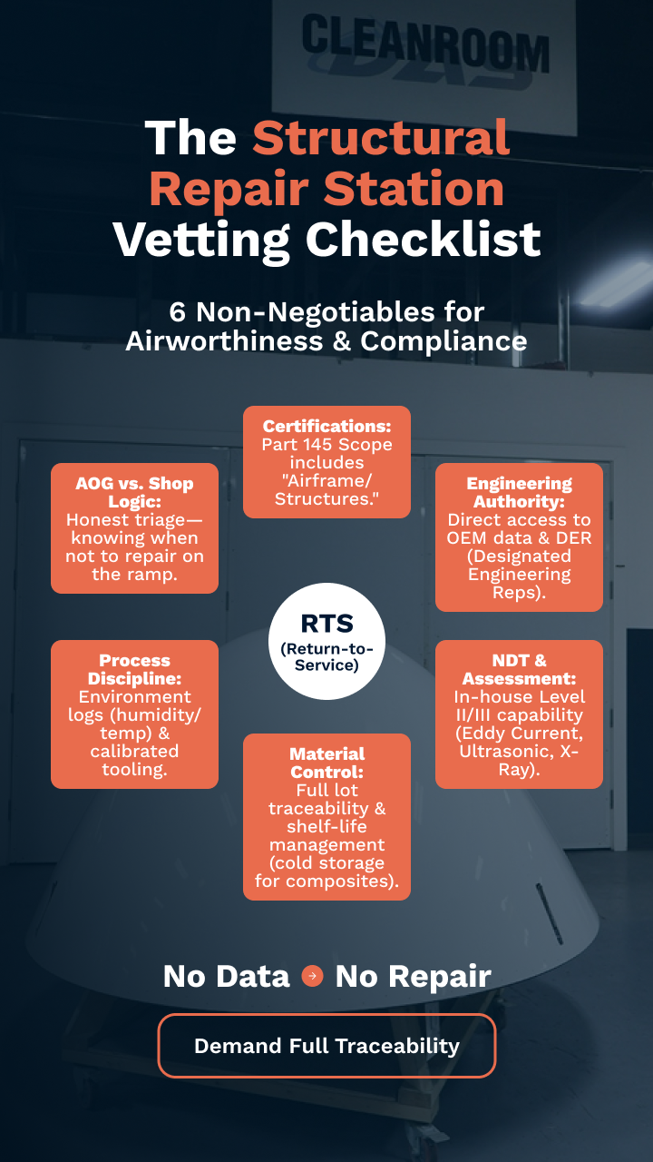 what is aircraft structural repair, the strctural repair station vetting checklist