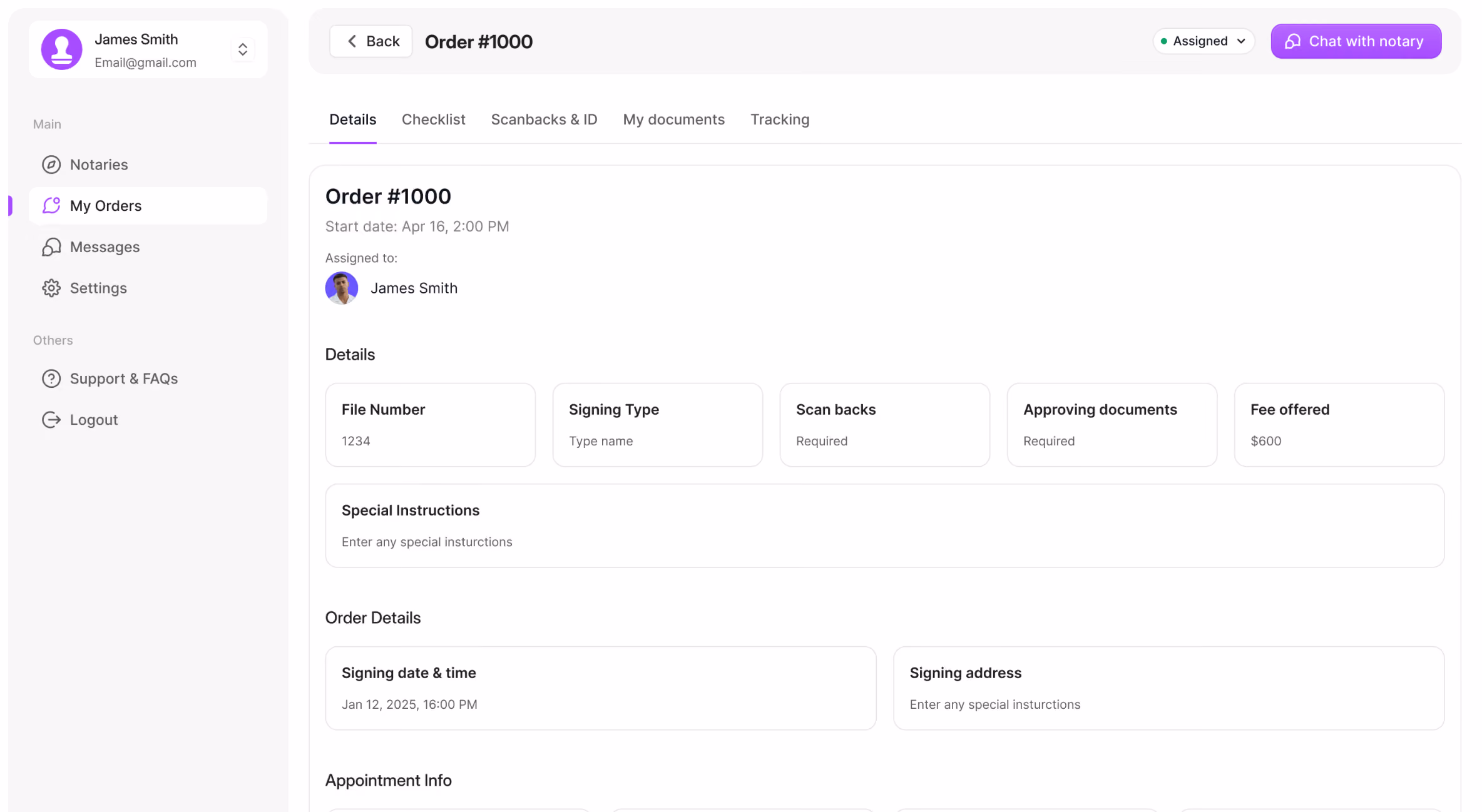 Signed document delivery and scanback dashboard