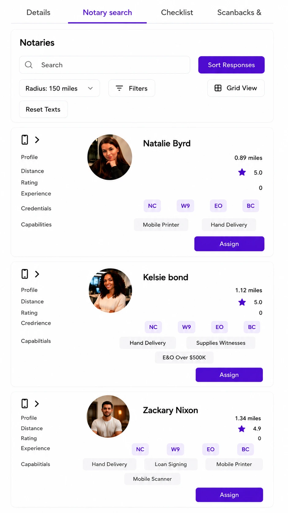 StampSpot dashboard preview — mobile notary booking and order management interface