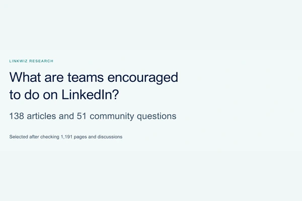 What are teams encouraged to do on LinkedIn? A study of 138 articles and 51 community questions, selected after checking 1,191 pages and discussions.